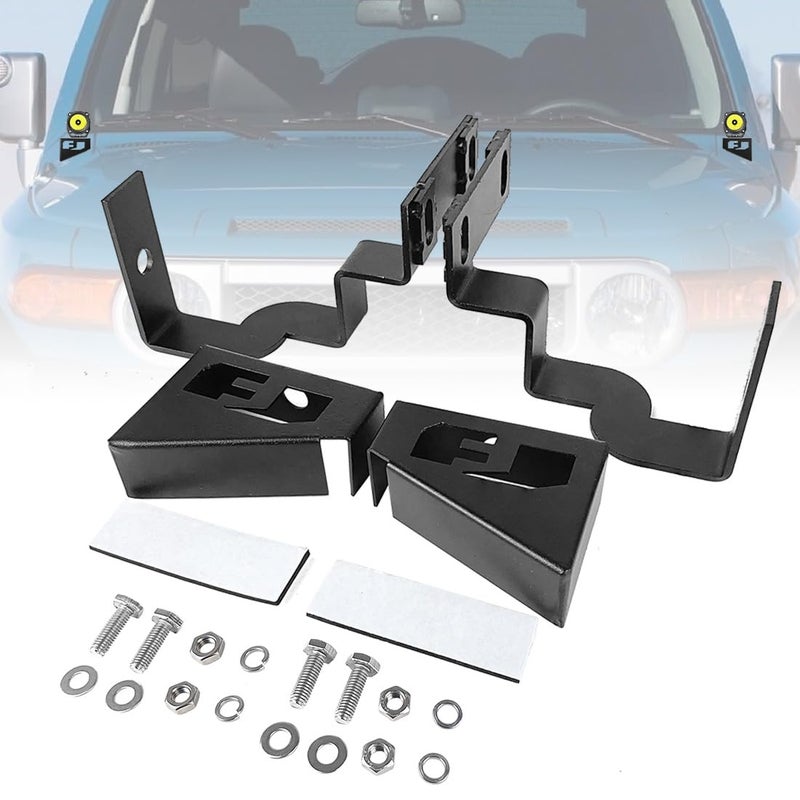 KMFCDAE Cowl Light Brackets Hood Light Mounting Bracket Lower Windshield A-Pillar Corner Light Mount for Toyota FJ Cruiser 2007-2016 (Symmetrical FJ Logo, 1 Pair) - Image 1